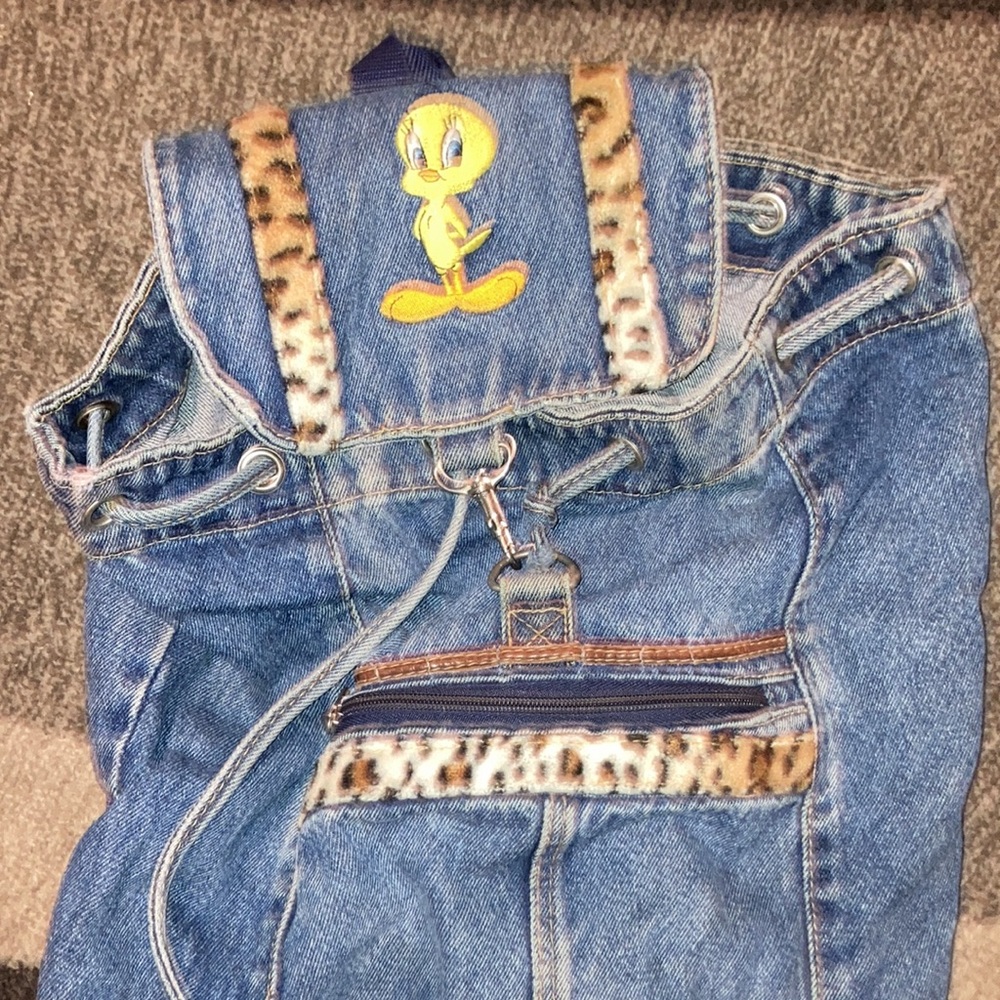 Vintage jean Tweety bird backpack